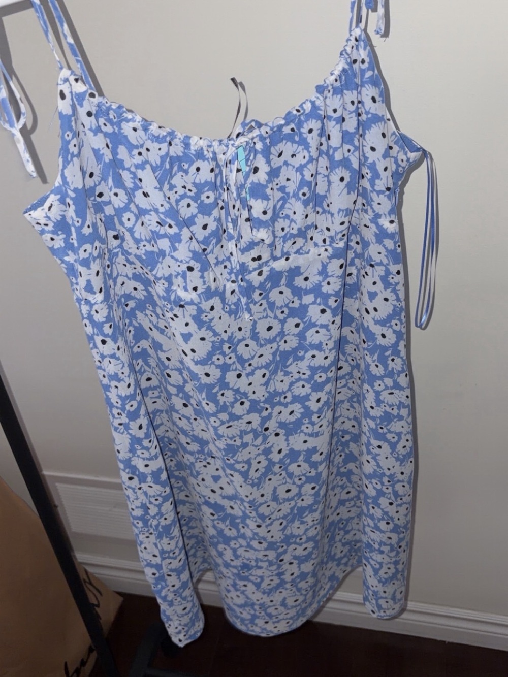 Dynamite Blue Floral Tie-Shoulder Sundress